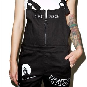 DIMEPIECE BLACK OVERALLS “NOT YOUR WIFEY”